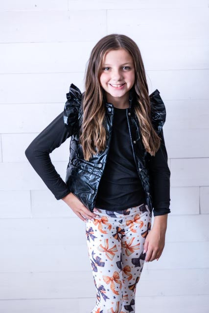 Black Checker Puffer Vest