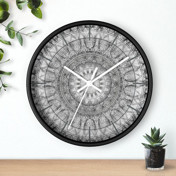 Black & White Mandala Wall clock by McAshe