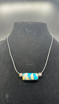 Blue and Ivory Barrel Necklace