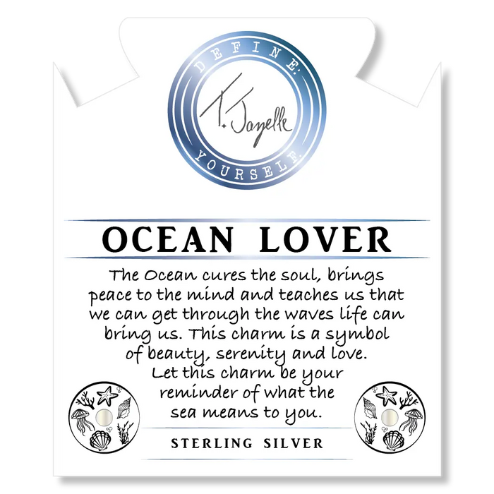 Blue Aquamarine Stone Bracelet with Ocean Lover Sterling Silver Charm
