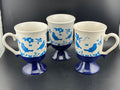 Set of 3 Pedestal Blue Bird Mugs