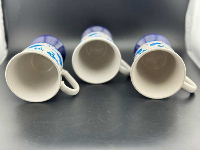 Set of 3 Pedestal Blue Bird Mugs