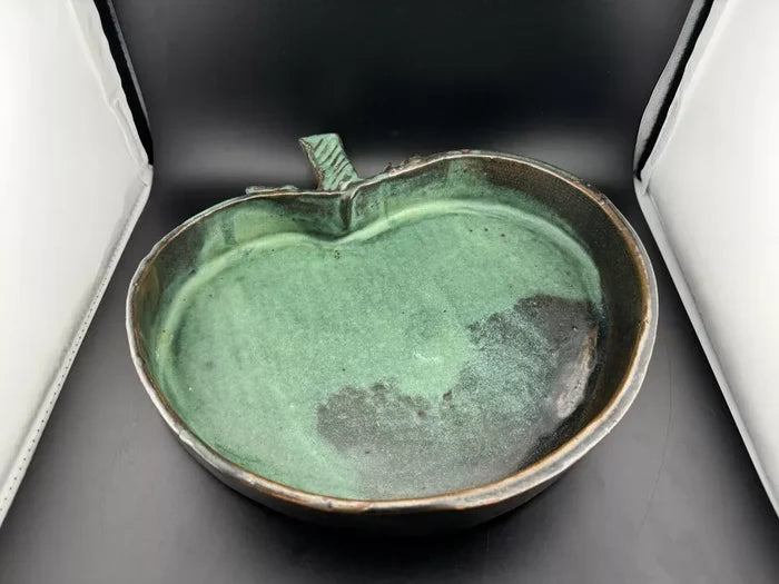 Blue-Green Apple Studio Pottery Dish