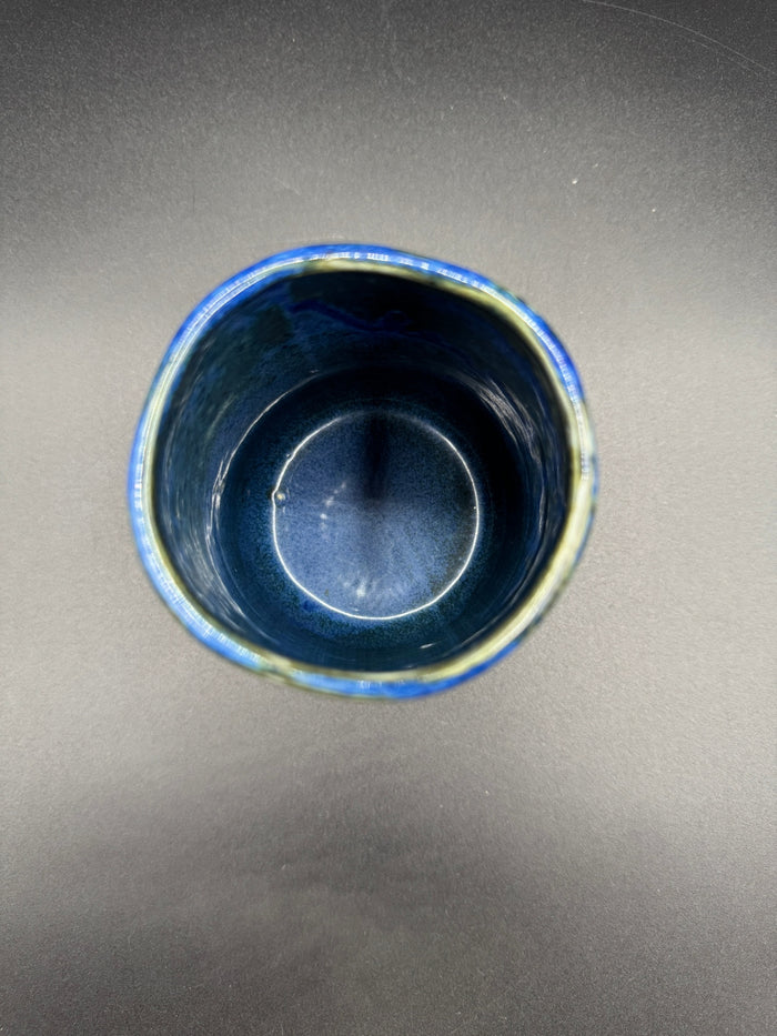 Blue & Green Plaid Ceramic Vase