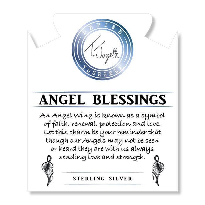 Blue Quartzite Stone Bracelet with Angel Blessings Sterling Silver Charm