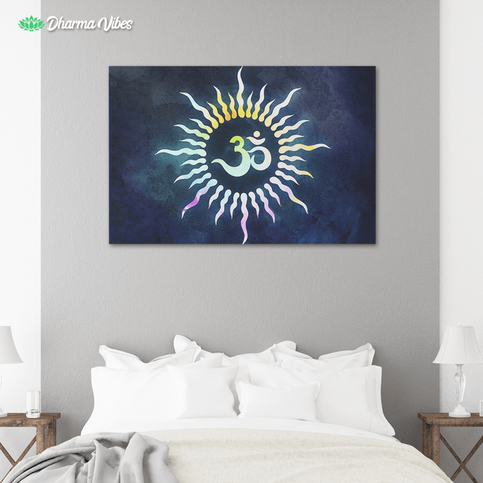 Blue Sun Om rays by McAshe 1-Piece Canvas Art