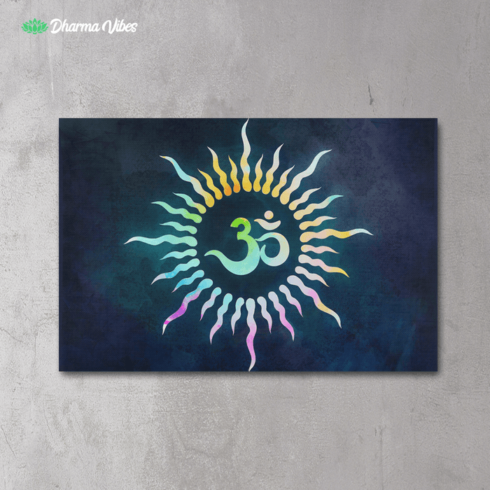 Blue Sun Om rays by McAshe 1-Piece Canvas Art