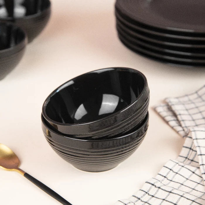 Bold Black Swirl 12 Pieces Dinnerware Dinner Sets June Trading