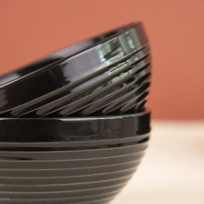 Bold Black Swirl Bowl (Set of 4) Bowls June Trading