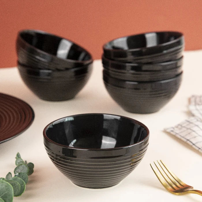 Bold Black Swirl Bowl (Set of 4) Bowls June Trading