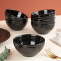 Bold Black Swirl Rice Bowl Set Bowls June Trading