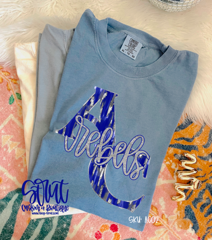 Brushstroke Silver ACCS Rebels T-Shirt or Long Sleeve