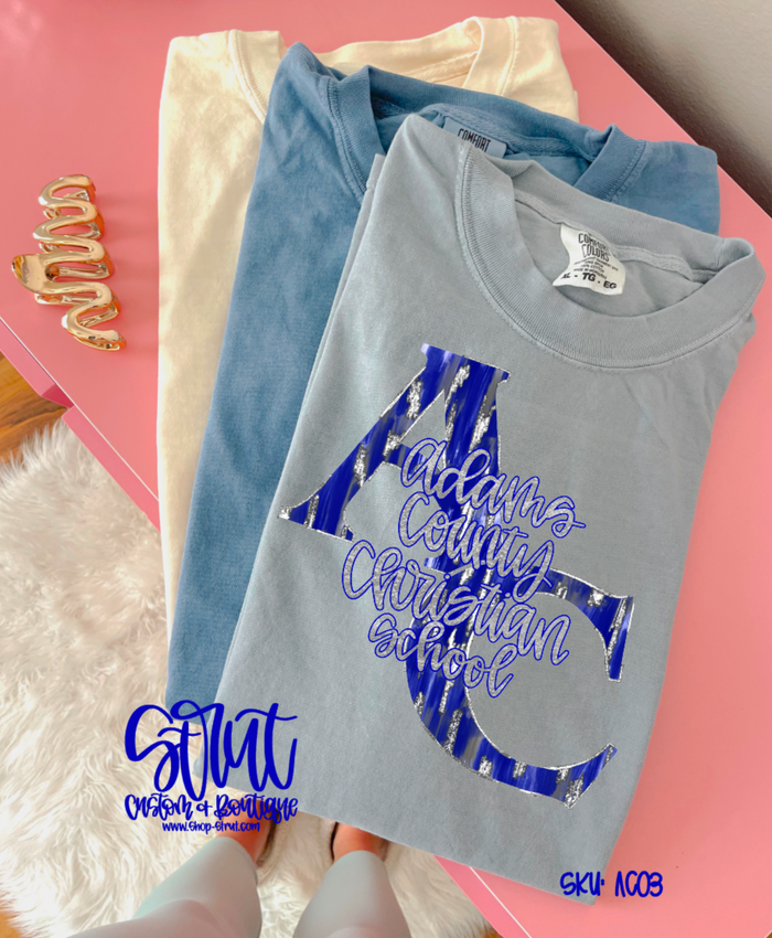 Brushstroke Silver Adams County Christian School T-Shirt or Long Sleeve