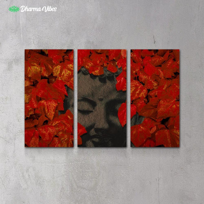 Buddha Ivy Red by BuddhArt 3-Piece Canvas