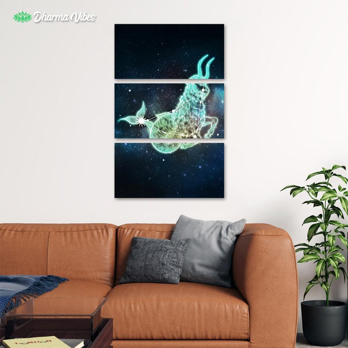 Capricorn Zodiac by McAshe 3-Piece Canvas