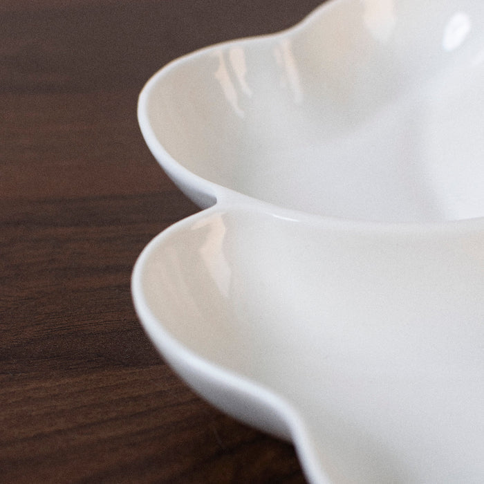 Ceramic Divided Snack Bowl With Center Handle