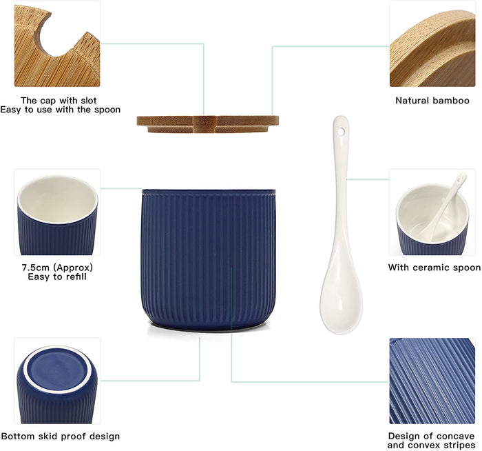 Ceramic Spice Containers with Bamboo Lid