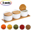 Ceramic Spice Containers with Bamboo Lid