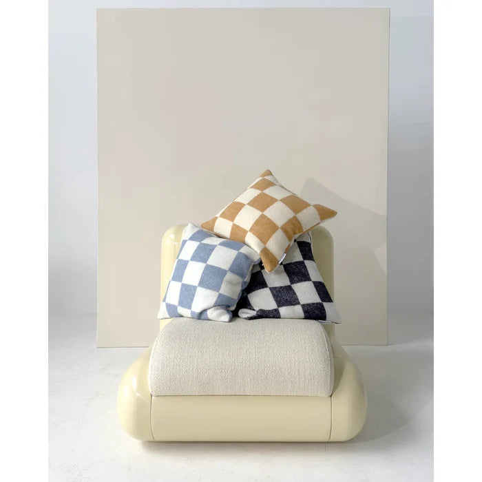 Checkerboard Denim Blue White Cushion - Rugs by Roo