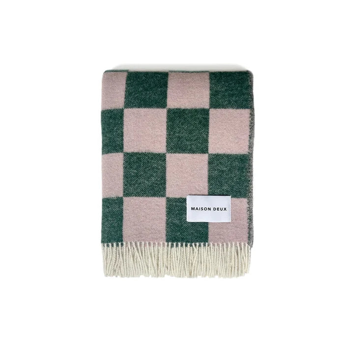 Checkerboard Green Pink Blanket - Rugs by Roo