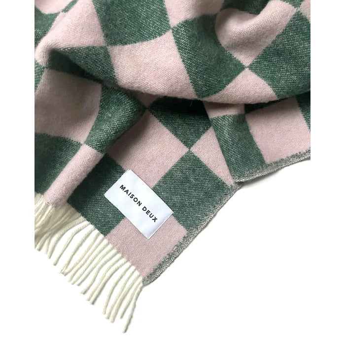 Checkerboard Green Pink Blanket - Rugs by Roo