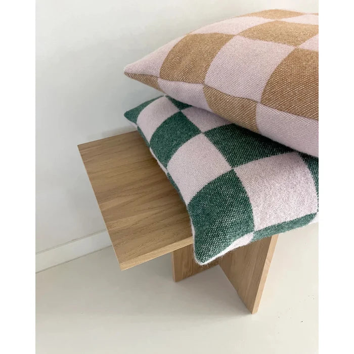 Checkerboard Green Pink Cushion - Rugs by Roo