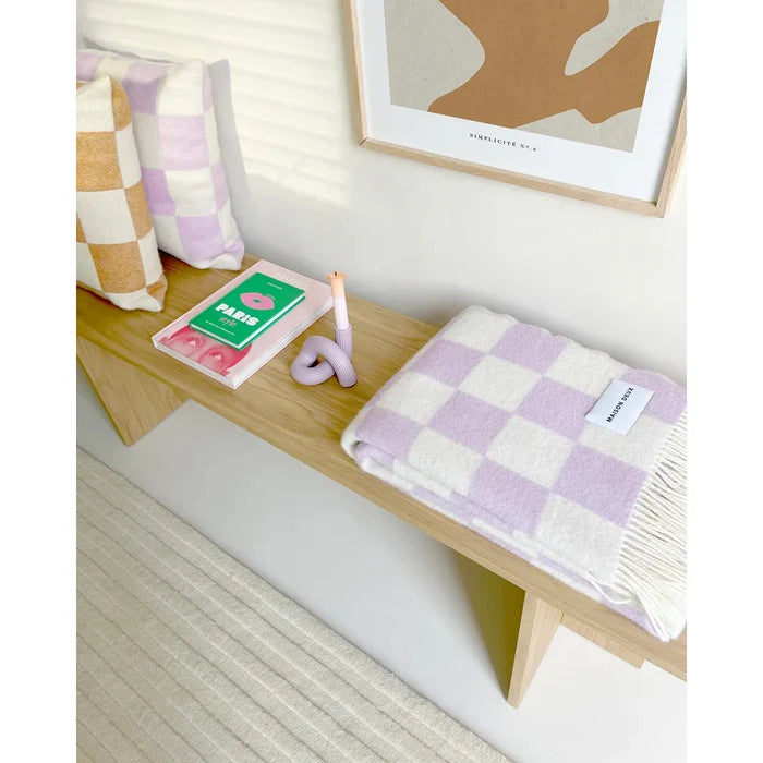 Checkerboard Lilac White Blanket - Rugs by Roo