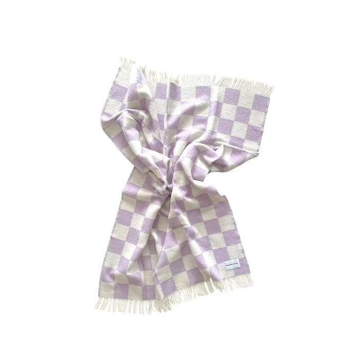 Checkerboard Lilac White Blanket - Rugs by Roo