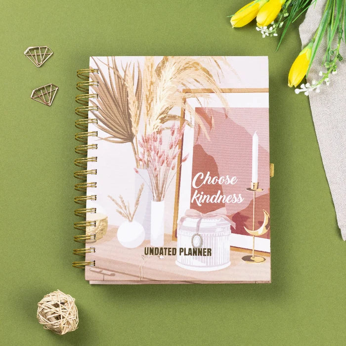 Undated Yearly Planner - Choose Kindness (2023 Collection) + Ultimate Sticker Book Undated Planners June Trading