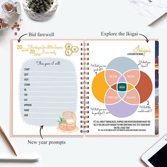 Undated Yearly Planner - Choose Kindness (2023 Collection) + Ultimate Sticker Book Undated Planners June Trading