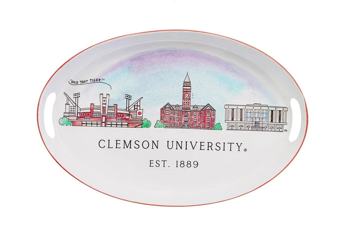 Clemson Skyline Oval Tray