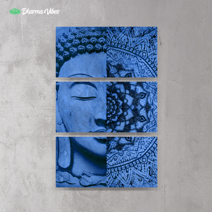Cold mandala budhha by McAshe 3-Piece Canvas  Art