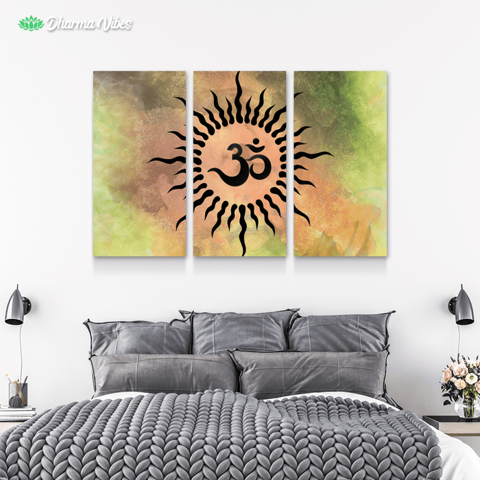 Colorful Sun Om rays by McAshe 3-Piece Canvas Art
