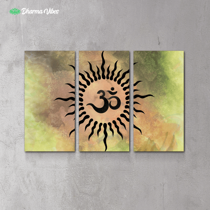 Colorful Sun Om rays by McAshe 3-Piece Canvas Art
