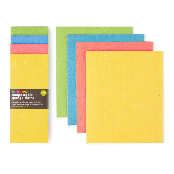 Compostable Sponge Cleaning Cloths. 4 Pack Elephant Box