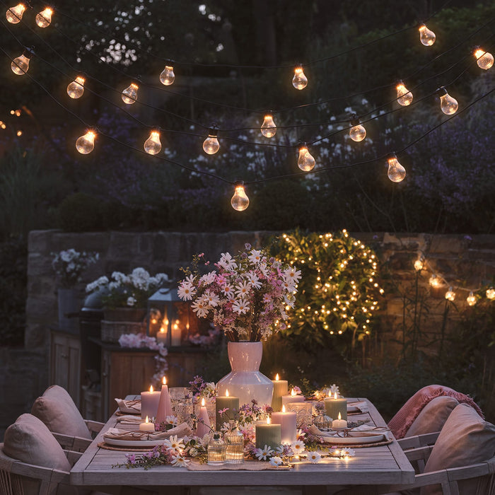 Core Connect 15m 30 Warm White Connectable Festoon Lights Black Cable