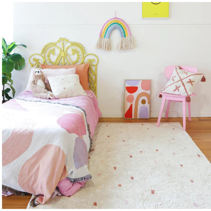 Cotton Berber Going Dotty Pink Washable Area Rug - Rugs by Roo