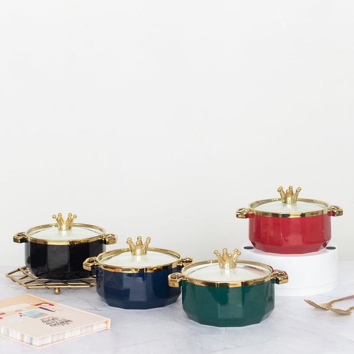 Crown Cap Ceramic Casserole with Lid Casserole June Trading