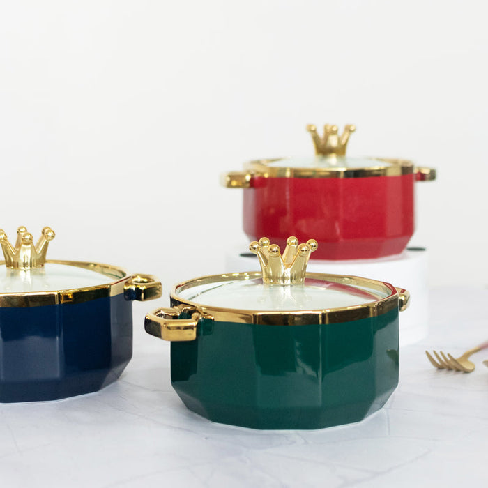 Crown Cap Ceramic Casserole with Lid Casserole June Trading