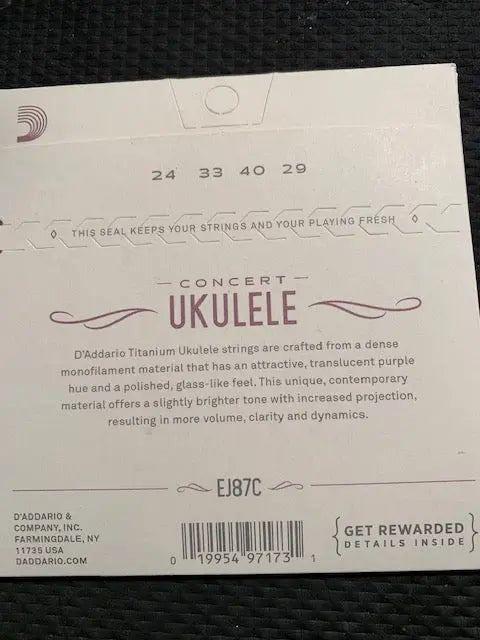 D'Addario Ukulele Strings Titanium - Warm, bright tone for Concert Ukulele - Aloha City Ukes