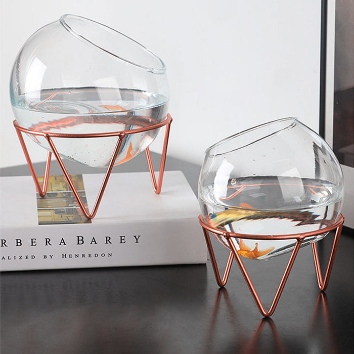 Dainty Glass Rose Gold Stand Planters The June Shop