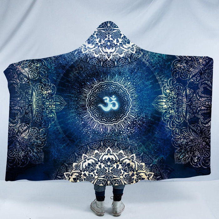 Dark Heaven OM mandala by Mcashe Hooded Blanket