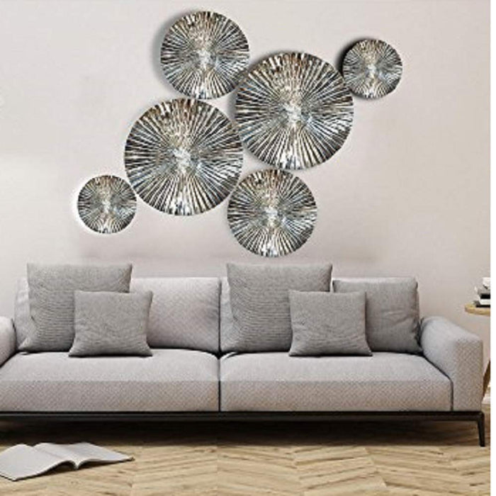 Decorative 6 Pcs Mirror Finish Handmade Metal Wall Art