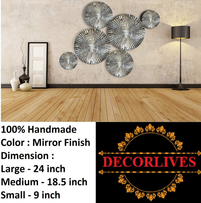Decorative 6 Pcs Mirror Finish Handmade Metal Wall Art