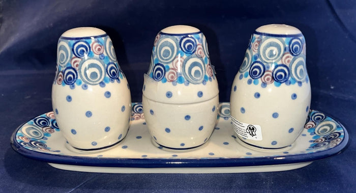 Dizzy Daze Salt & Pepper w/ Toothpick Holder - Shape 132 - Pattern Dizzy Daze