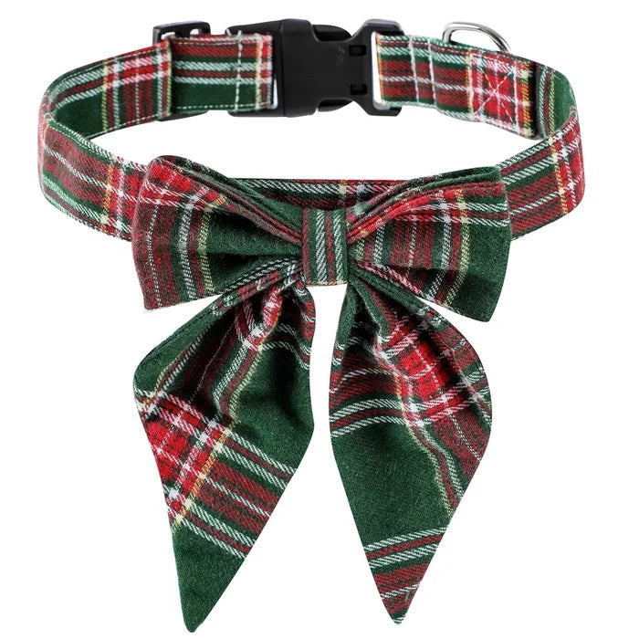 Dog Bow Tie Collar: Christmas Snowflake Cotton Pet Neckwear