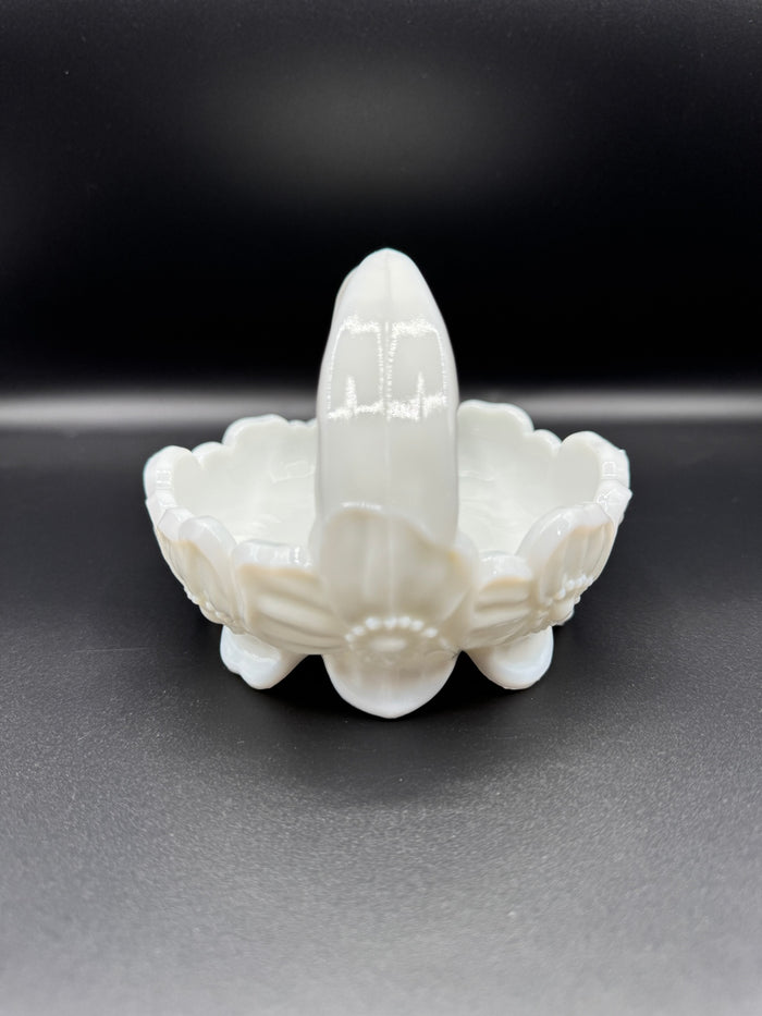 Dogwood Milk Glass Basket