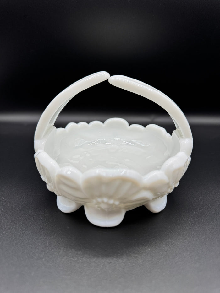 Dogwood Milk Glass Basket