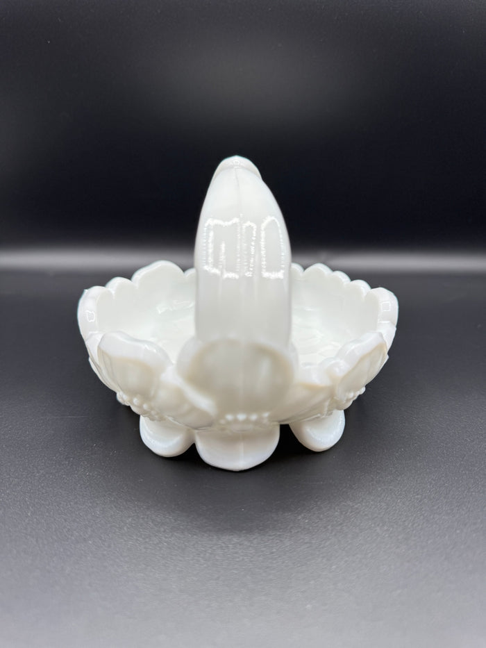 Dogwood Milk Glass Basket