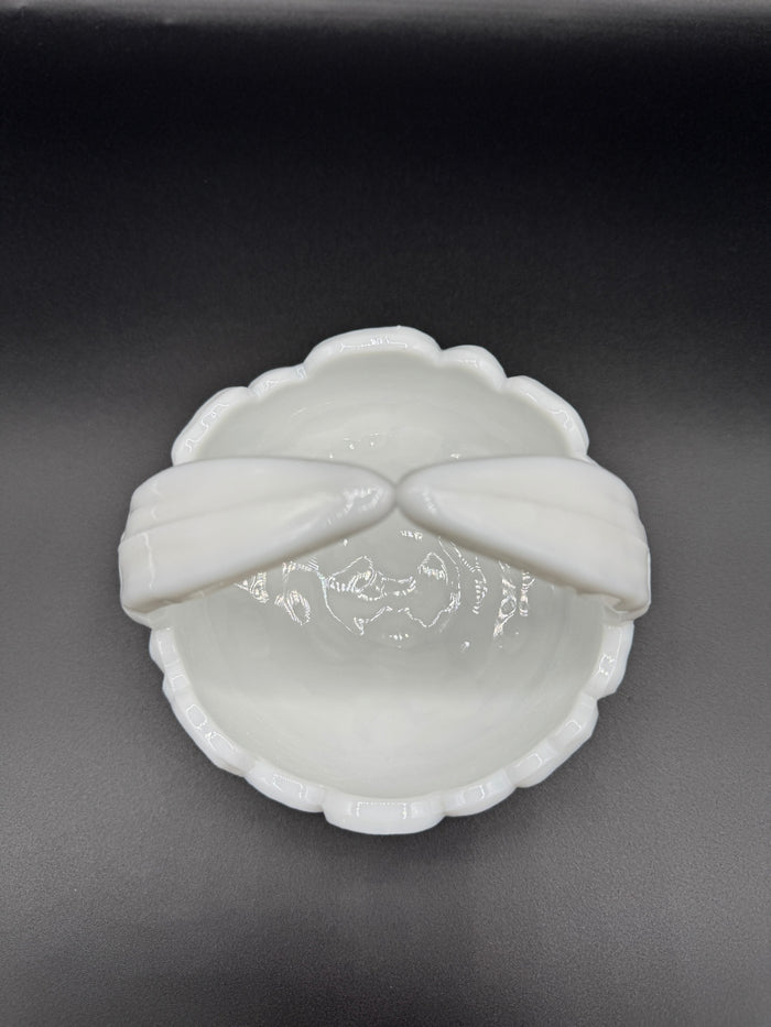 Dogwood Milk Glass Basket